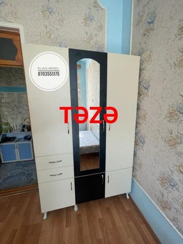 bez dolap: Новый, Распашной, 3 двери Прямой шкаф, Шифоньер, Азербайджан — 5