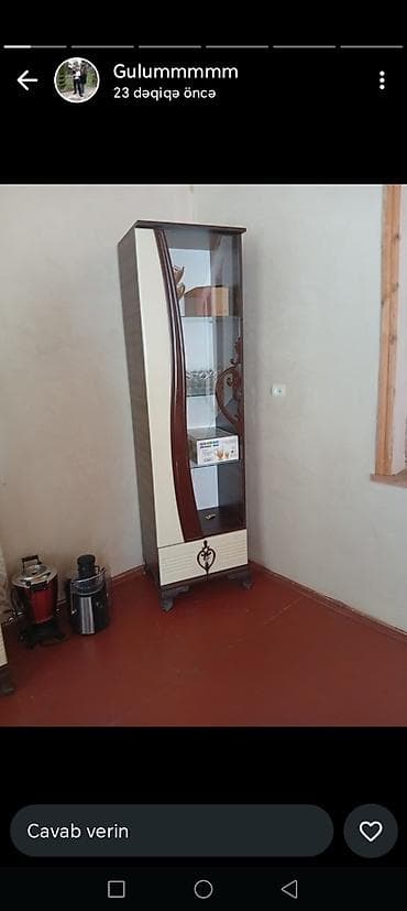metbex mebeli vitrin: Qonaq otağı üçün vitrin-dəst - Rəng: krem və tünd qəhvəyi, dekorativ — 3