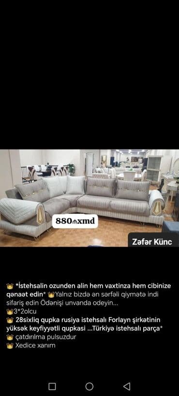 kunc divan metbex ucun: Yeni, Künc divan, Divan, Bazasız, Açılmayan — 4
