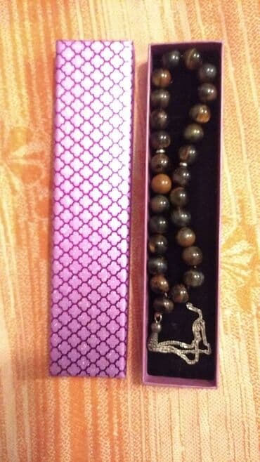 Saç aksesuarları: Təbii daşlardan təsbeh təzə İdeal vəziyyətdə. aslangöz,əqiq Aqat — 3