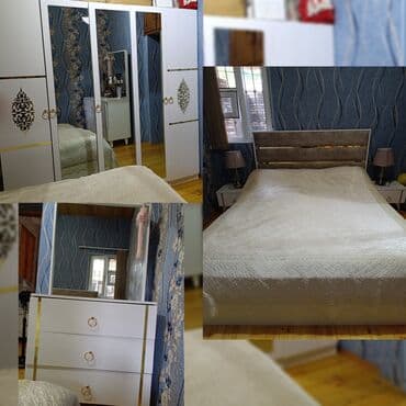 угловой шифоньер в спальню: Двуспальная кровать, Б/у — 1