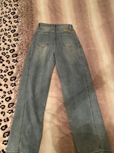 Şalvarlar: Mavi açıq rəngli cins şalvar - Klassik straight/relaxed kəsim, bel — 1