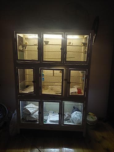 mal yemi: Çoxbölməli quş qəfəsi/voli̇er şkafı - 3 səviyyə, 9 ayrı bölmə: hər — 2