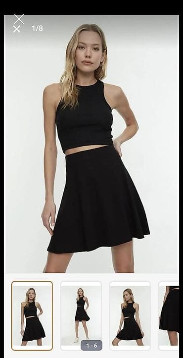 Şortlar: Qara mini ətək - Kəsim: A-kəsim, ətəyin aşağı hissəsi yüngülcə — 1