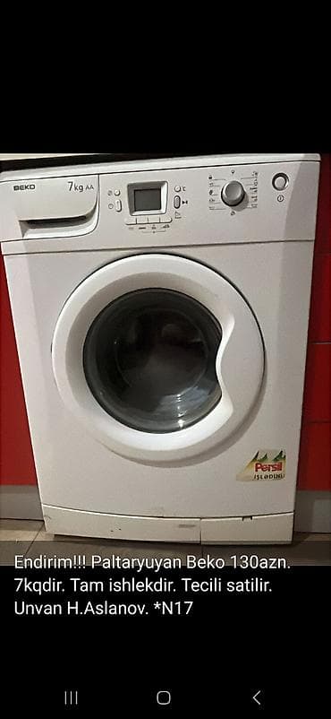 Beko paltaryuyan maşın - Yük tutumu: 7 kq (AA) - Ön yükləmə, LED