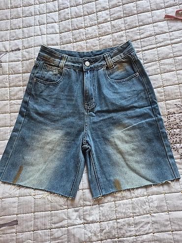 qol saatlari: İki geyim məhsulu dəsti 1) Denim şort - Klassik mavi rəng, yüngül — 1