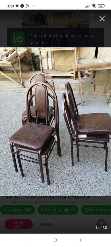metbex ucun stol stullar: Metal, Azərbaycan, Parça, Pulsuz quraşdırılma, Zəmanətli, Kredit yoxdur — 21