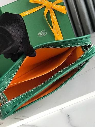 клатч: Goyard kəsimli sənəd/planşet çantası – yaşıl “Goyardine” monoqramlı — 5