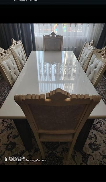 stol desti: Qonaq otağı üçün, Açılmayan, Dördbucaq masa, 6 stul — 2