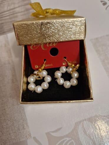 qizil sirga type 0: İnci detallı halqa sırğalar - Model: Kiçik halqa forması, ağ inci — 1