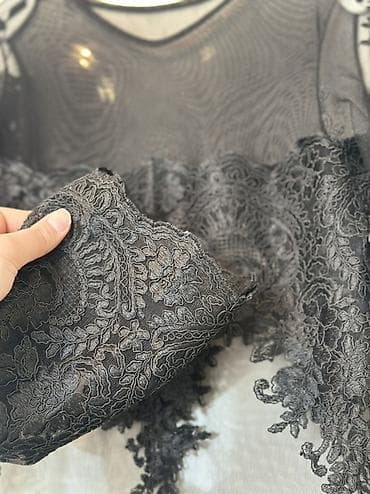 dr meral elixir: Qara tüllü krujeva paltar (uzun) - Stil: şəffaf tül üzərində sıx — 5