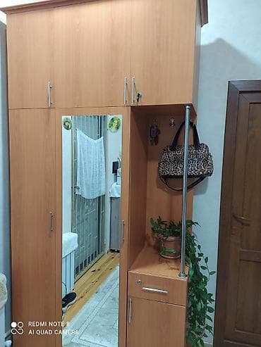 3 mertebe qab: 2 qapılı, Güzgülü, Qəhvəyi, Digər material, Açılan, Düz dolab — 1