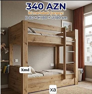 matras orthopedic: İki mərtəbəli çarpayı Ölçülər: Dərinlik 80 sm × Hündürlük 180 sm × — 1