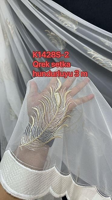 metbex perdeleri 2019: Tül pərdə – model 0093 seriyası - Material: incə, işıqlı tull (yarı — 5