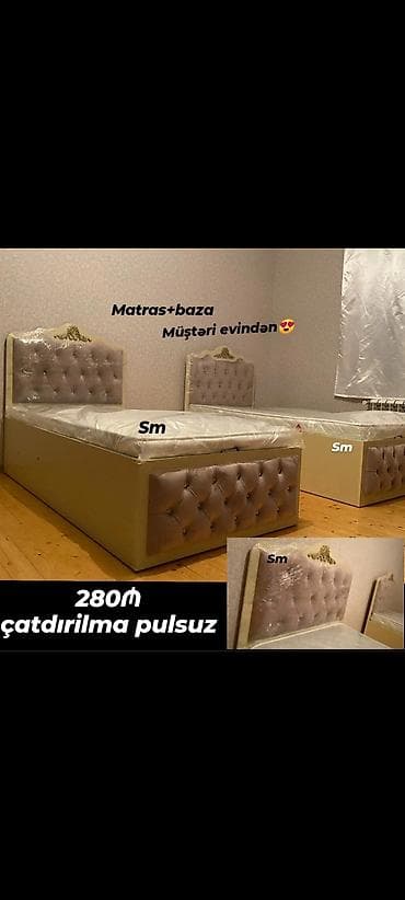 Мебель на заказ: *BAZALİ Tek nəfərlik çarpayı* Rəng seçimi var . 📏90/200 sm — 2