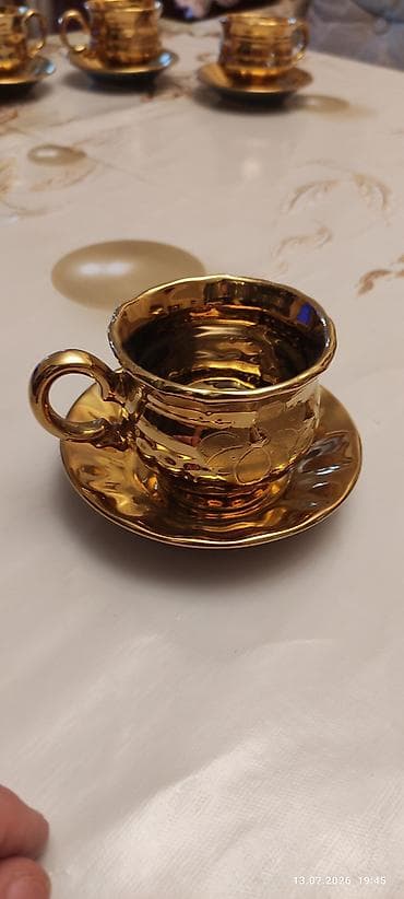 Çay dəsti, rəng - Qızılı, Keramika — 6