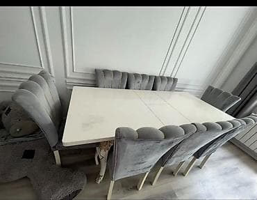 Qonaq otağı üçün, İşlənmiş, Açılan, Dördbucaq masa, 8 stul