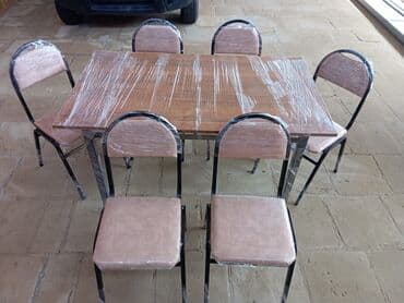 stol stul işlenmiş: Yeni, Dördbucaq masa, 6 stul, Açılmayan, Stullar ilə, Metal, Almaniya — 4