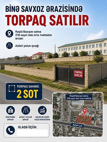 binədə torpaq satışı: 2 sot, Tikinti, Mülkiyyətçi, Bələdiyyə, Texniki pasport — 1