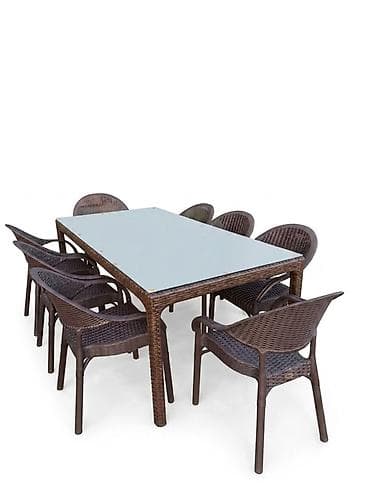 ucuz stolar: Açıq hava yemək dəsti – 8 nəfərlik - Dəst: 1 ədəd düzbucaqlı masa + 8 — 1