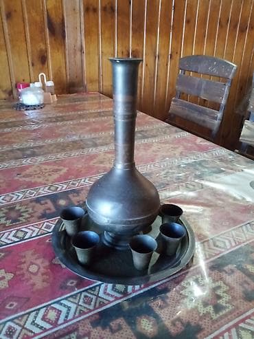 Mis qədəh dəsti – sürahi və 6 qədəh - Material: mis (əl işinə bənzər