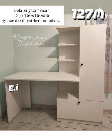 Sifarişlə termolar: Dolablı yazı masası – funksional iş/study guşəsi. Xüsusiyyətlər: - — 1