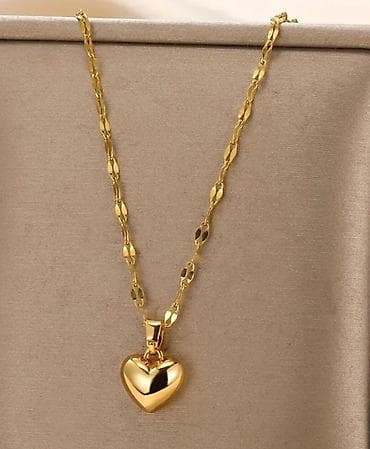 qızıl boyunbağı: 18 karat qızıl suyuna salinib rəngi getmir Qızılı rəngli ürək kolye - — 3