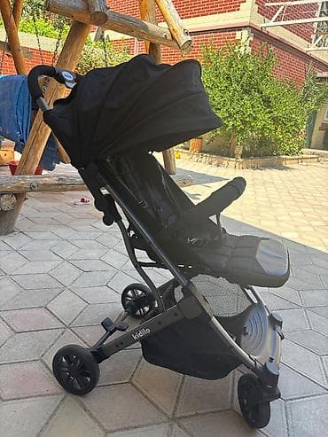 araba: Kidilo firmasına məxsus uşaq kolyaskası. Qara rəngdə, yüngül və rahat — 3