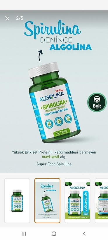 Личные вещи: Məhsul: Algolina Spirulina (Arthrospira Platensis) – 120 tablet — 1