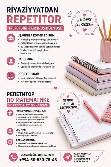 Repetitor, Riyaziyyat, Rus dili lalafo.az -da Repetitor, Riyaziyyat, Rus dili