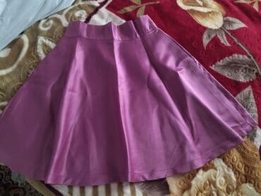 midi qadın ətəkləri: Bənövşəyi/çəhrayı tonlarda, A-kəsimli ətək. - Yüksək belli model - — 1