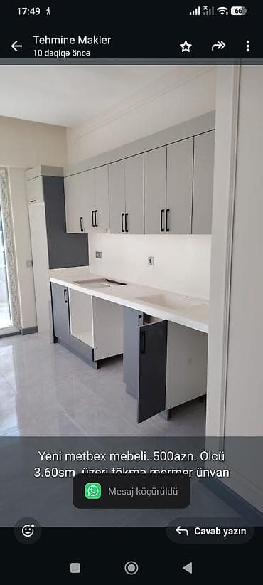Ev üçün mebel: Yeni metbex mebeli. 500azn. Ölcü 3.60sm. üzeri tökmə mermer ünvan — 1