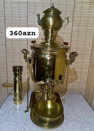 caydan caynik desti: Mis qazanlı klassik samovar dəsti - Material: Tam mis/gildən — 1