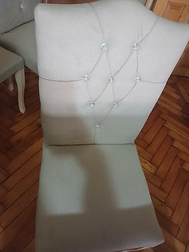 icki stolu: Qonaq otağı üçün, İşlənmiş, Açılmayan, Dördbucaq masa, 6 stul — 3