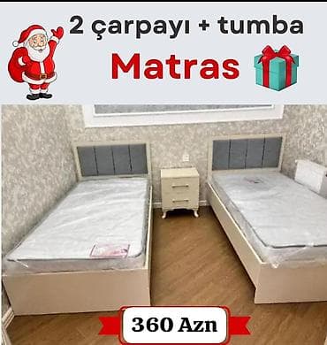 Yataq otağı mebelləri paketi Variant 1: - 2 ədəd tək çarpayı - 1 ədəd