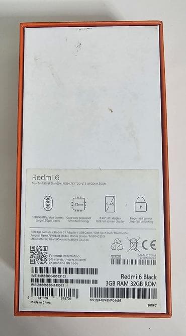 telefon redmi 8: Redmi 6, 32 GB, rəng - Qara, İki sim kartlı — 4