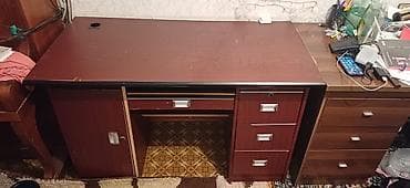 Офисная мебель на заказ: Прямой стол, С полками, С выдвижными ящиками, Турция, Ламинат простой — 1