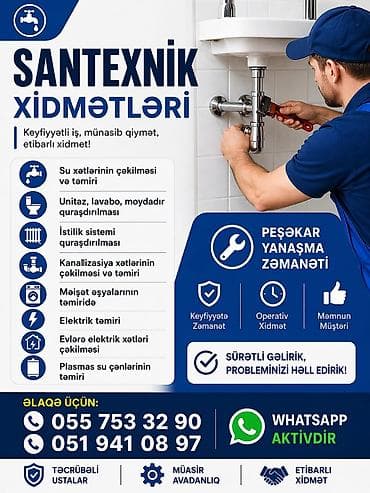 Santexnik xidmətləri - Su xətlərinin çəkilməsi və təmiri - Unitaz