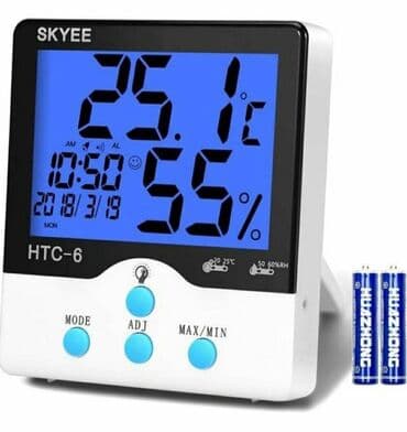 lazer termometr: Termometr HTC 6 İşiqli ekran Termometr + Rütubət + Saat + Ayin tarixi — 1