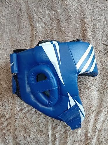 boks torbası: Adidas boks/kikboks baş qoruyucusu - Rəng: mavi, ağ zolaqlı dizayn - — 4