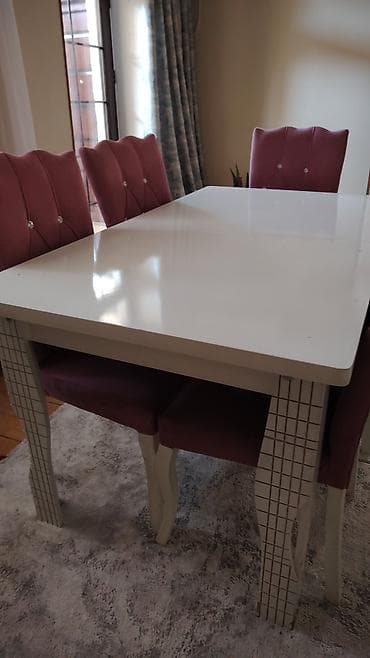 Qonaq otağı üçün, Açılan, Dördbucaq masa, 6 stul