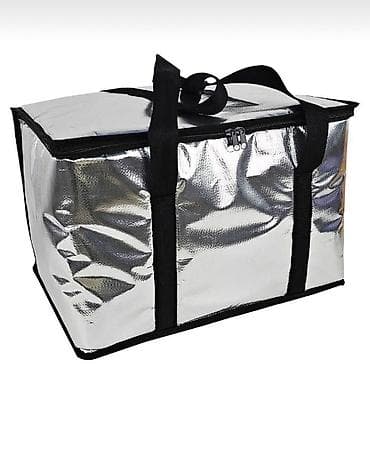 koja sumka: Gümüşü rəngli, izolyasiya edilmiş çatdırılma çantası. Qara tutacaqları — 1