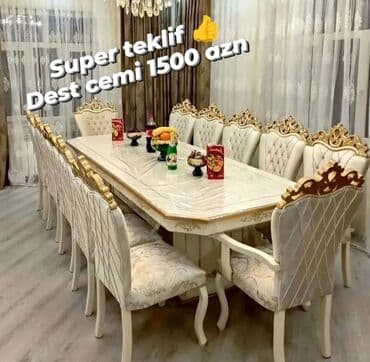 Stullar: Qonaq otağı üçün, Yeni, Açılmayan, Dördbucaq masa, 6 stul — 1