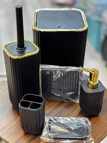 hamam skaflari: Vanna otağı aksesuar dəsti – 6 parça, zərif rellefli dizayn Dəstə — 6