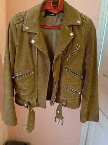 i̇şgüzar kişi gödəkçəsi: The Kooples qadın gödəkçə – süet görünümlü, dəri effektli biker model — 1