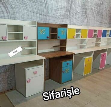 işlənmiş yazı masaları: Oğlan və qız üçün, Yeni, Siyirməsiz, Yazı masası, Stulsuz — 1
