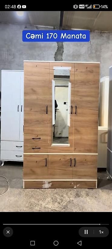 3 qapılı dolab: 3 qapılı, Bej, Digər material, Açılan, Düz dolab — 7