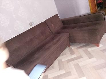 mebel usta: Künc divanı – qəhvəyi rəng, yumşaq parça üzlük - L formalı künc — 1