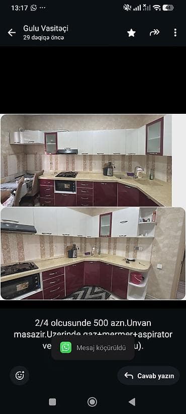 2/4 olcusunde 500 azn.Unvan masazir.Uzerinde qaz+mermer+aspirator