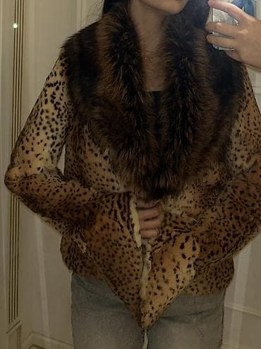 военная форма: Qadın kürkü – natural leopard naxışlı, tünd qəhvəyi tüklü geniş şal — 2